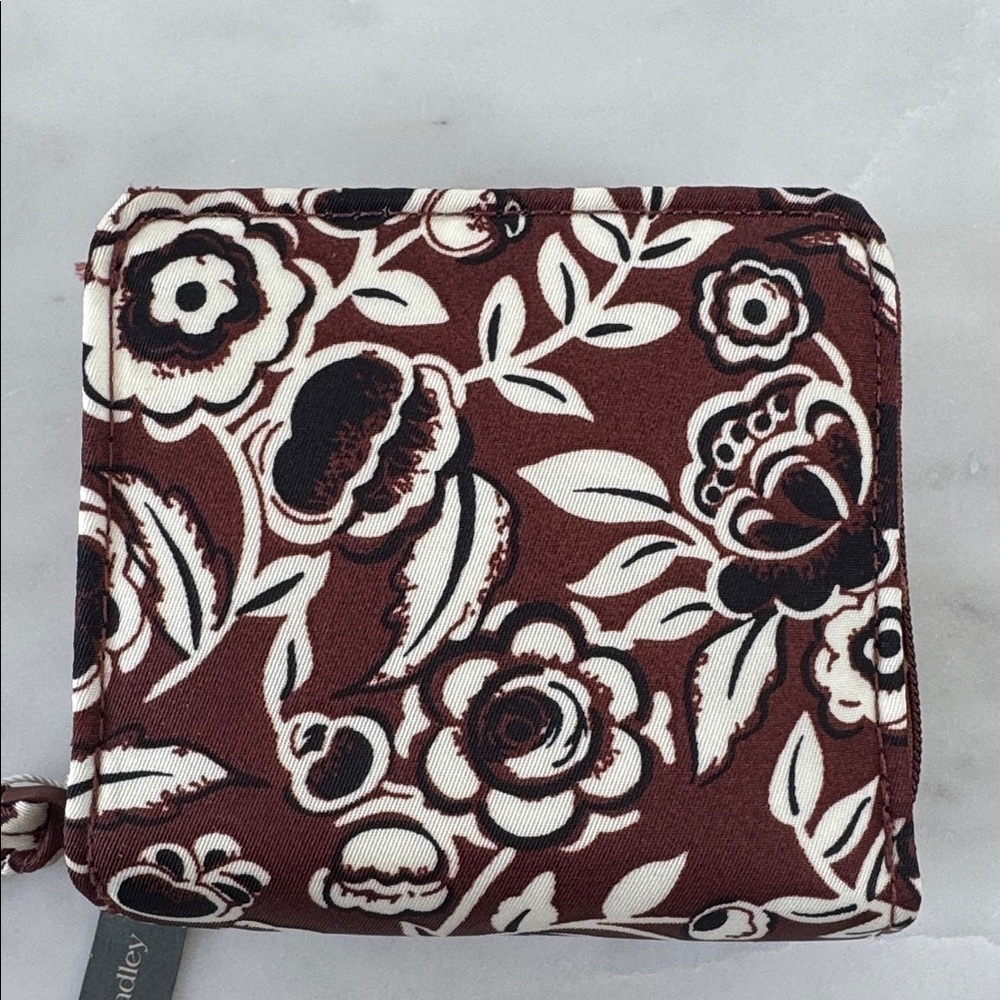 Vera Bradley Small Zip-Around Wallet in Bubbly Flowers Cinnamon - Picture 2 of 7